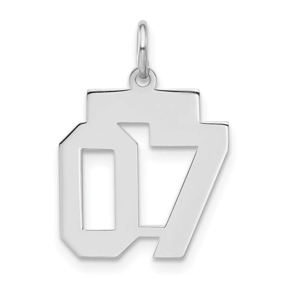 Sterling Silver, Athletic Collection, Small Polished Number 07 Pendant